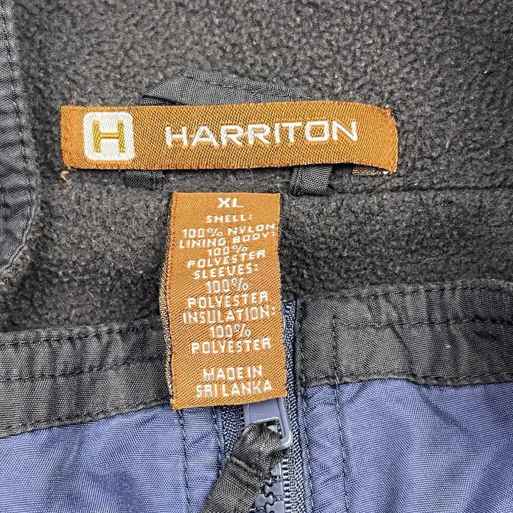 Harriton Full Zip Fleece Lined Windbreaker Jacket Navy Men’s XL Back Embroidered